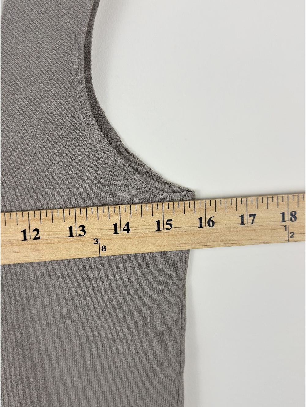 REISS Devon Square Neck Vest Top M Sage Fine Knit Sleeveless Quiet Luxury - Picture 11 of 11